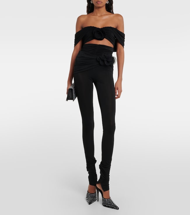 Magda Butrym Floral-appliqué jersey leggings