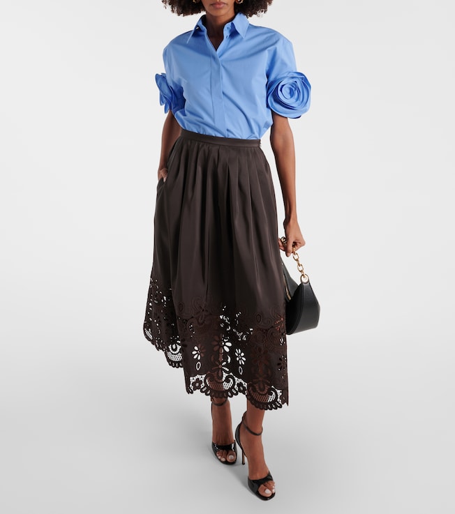 Valentino Broderie anglaise silk midi skirt