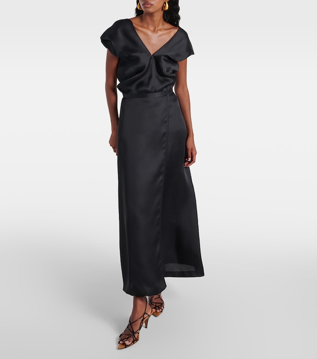 KHAITE Ami silk satin top