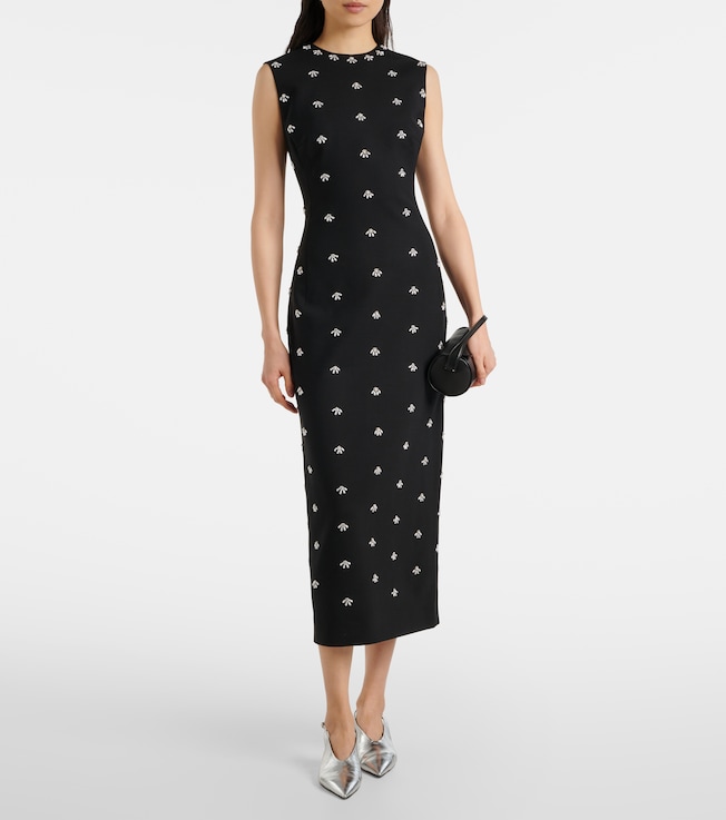 Oscar de la Renta Embellished wool-blend cocktail dress