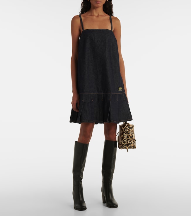 GANNI Pleated denim minidress