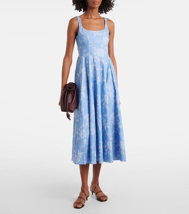 Staud Wells floral pleated corset dress