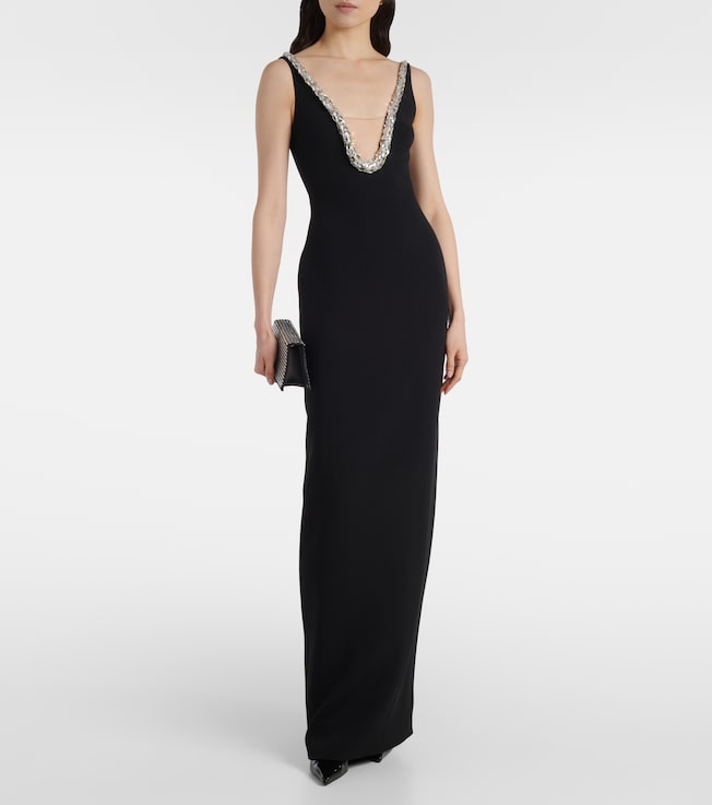 David Koma Crystal-embellished cady gown