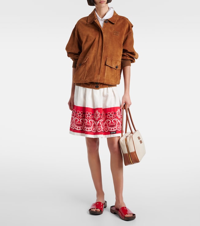 Miu Miu Logo suede blouson jacket