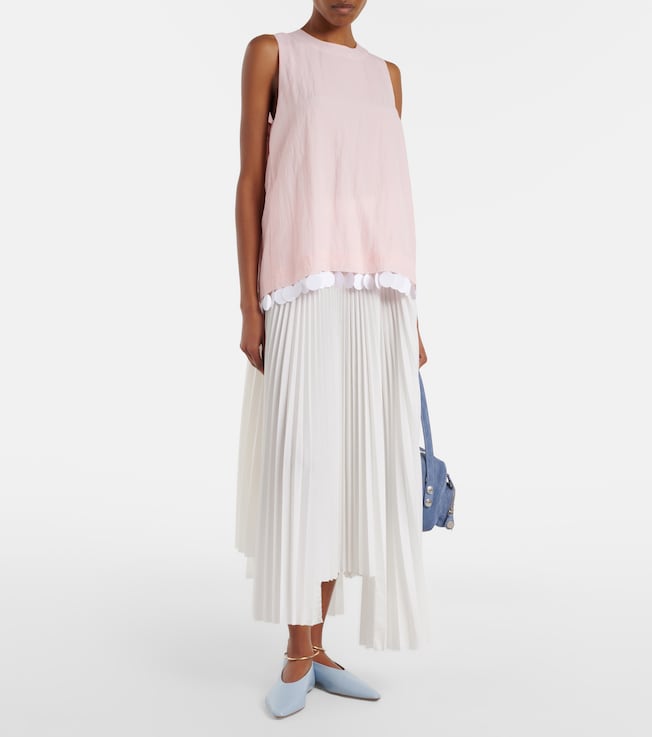 Plan C Plissé asymmetric muslin maxi skirt