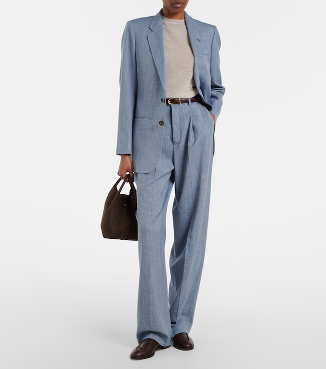 Loro Piana Loro Piana Hector wool, silk, and linen wide-leg pants