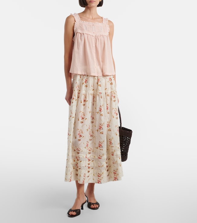 Dôen Fidella lace-trimmed cotton top