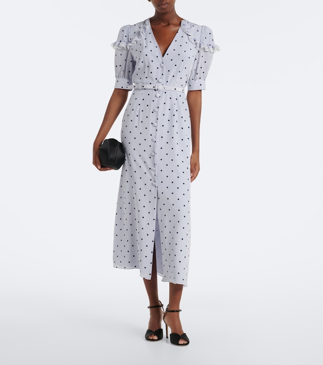 Alessandra Rich Belted polka-dot silk midi dress