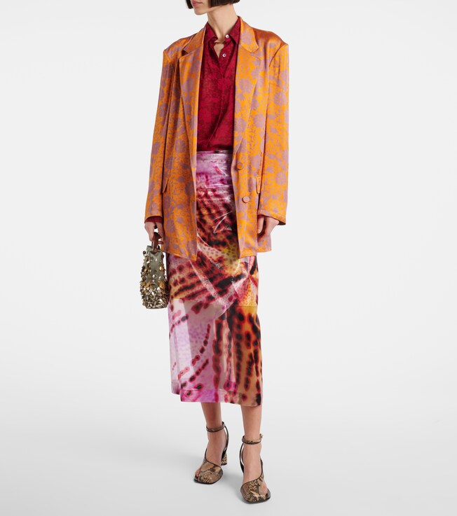 Dries Van Noten Sami printed gathered midi skirt
