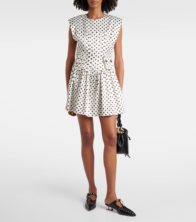 GANNI Polka-dot satin corset dress