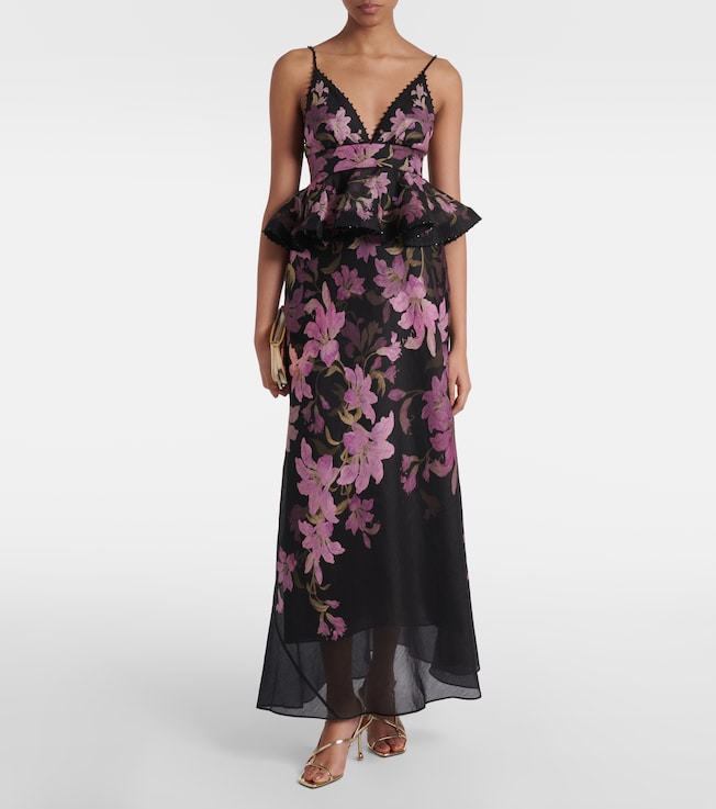 Zimmermann Dawning floral linen and silk gown