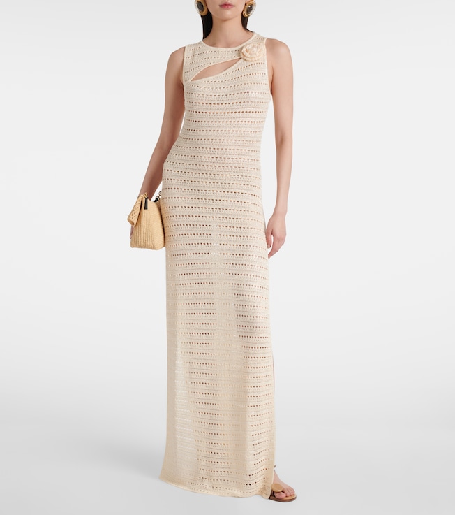 Same Floral-appliqué crochet maxi dress