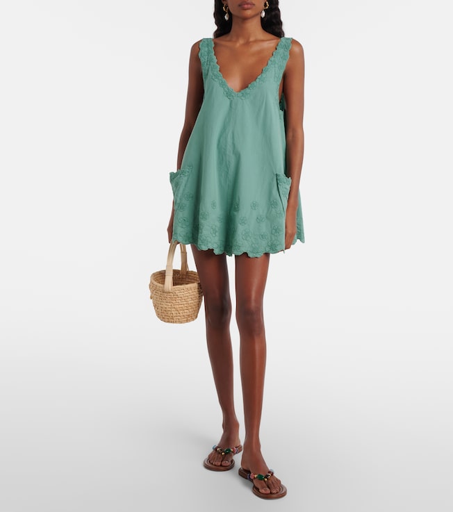 green emerald velvet dress Juliet Dunn Women's Eyelet Embroidered Blouson Dress – Saint Bernard