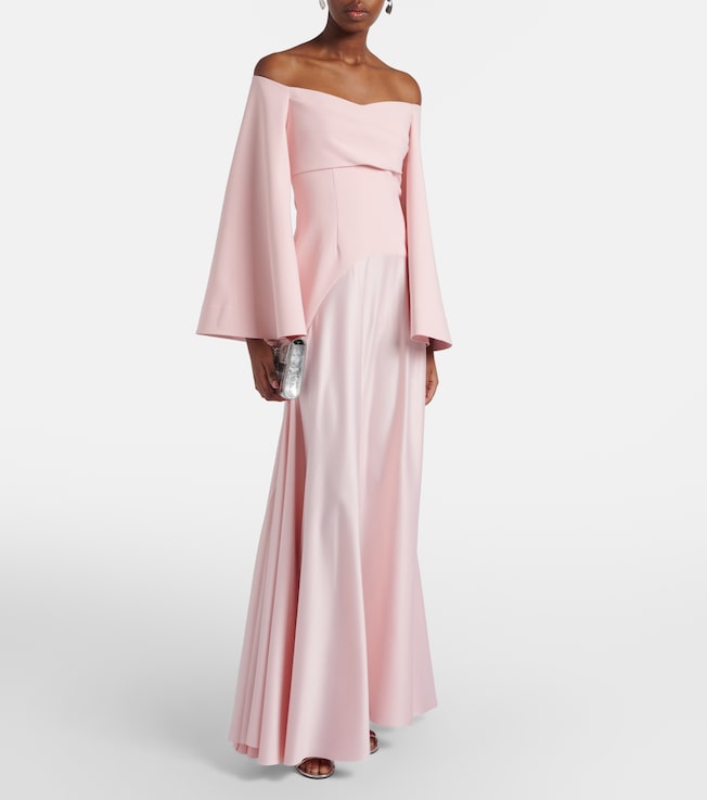 Solace London Rina satin and crêpe maxi dress