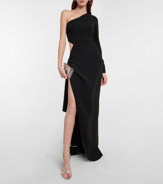 Elie Saab One-shoulder cutout cady gown