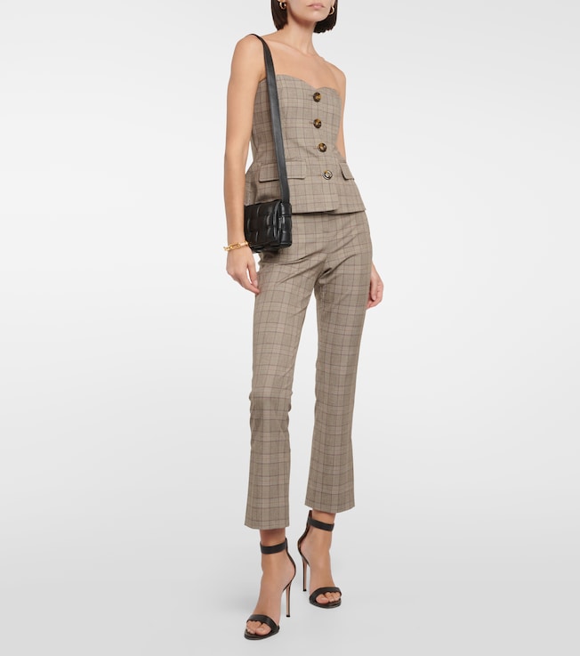 Veronica Beard Checked high-rise slim pants