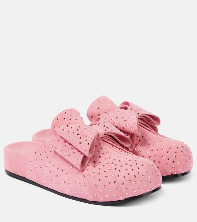 MACH & MACH Le Cadeau embellished suede clogs