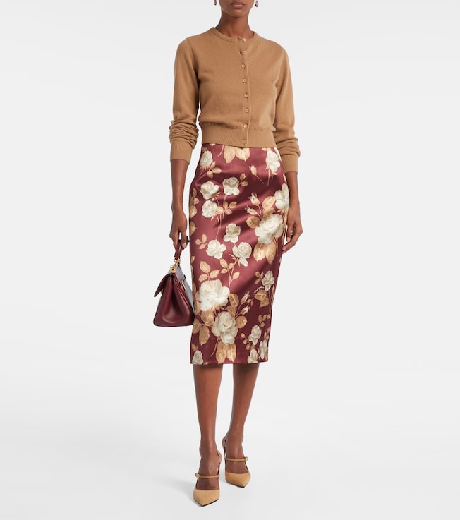 Dolce&Gabbana Floral high-rise satin midi skirt 