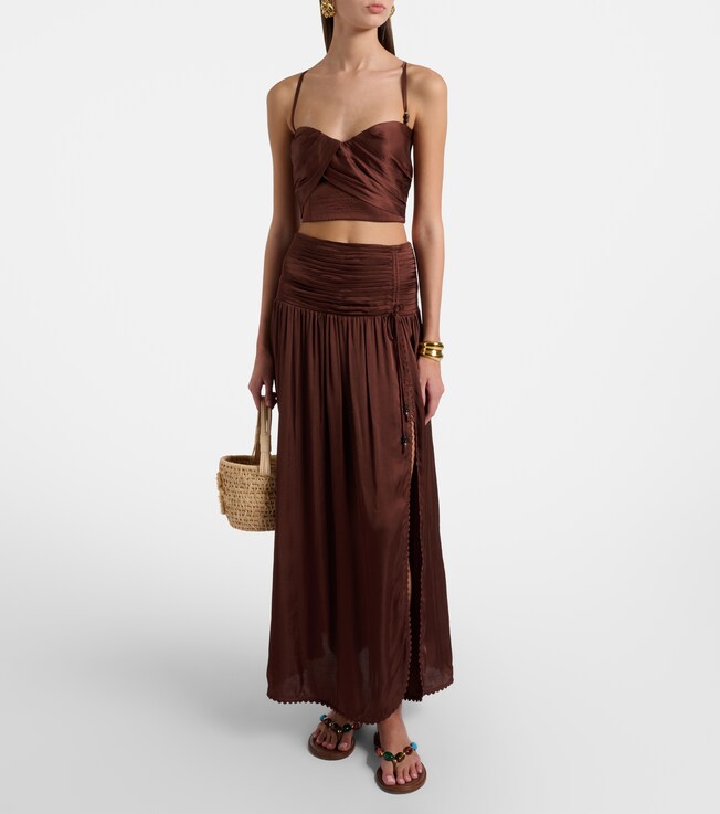 Poupette St Barth Palmire satin crop top