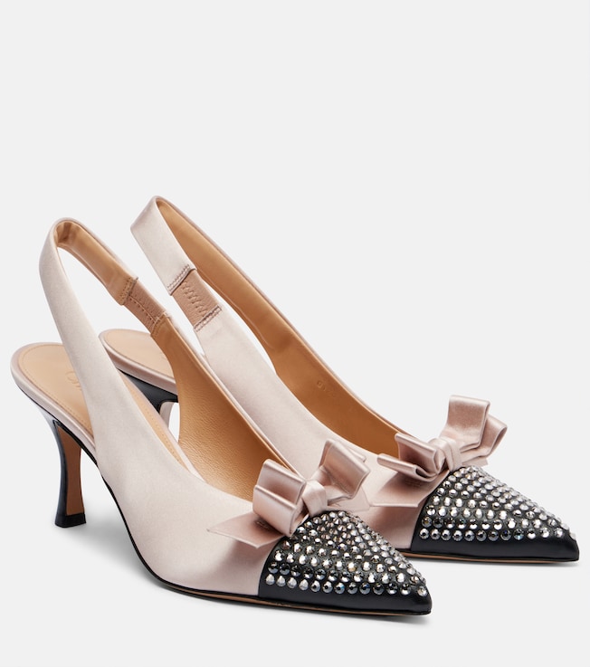 Chloé Chloé Alba studded leather-trimmed satin pumps