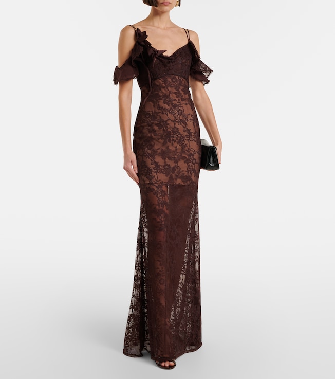 self-portrait Off-shoulder lace gown