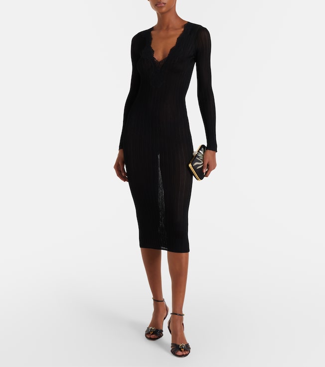 Valentino Ribbed-knit midi dress