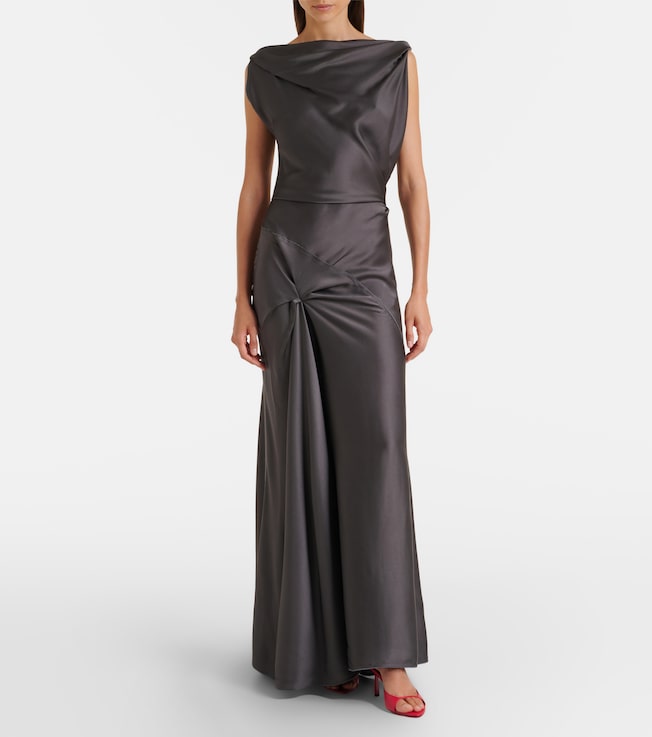 Victoria Beckham Posy draped gathered crêpe satin gown