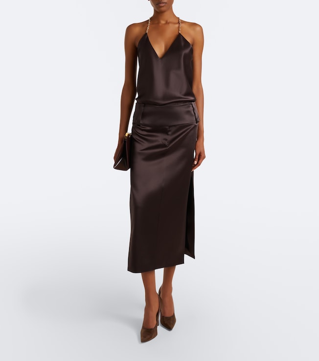 Sportmax Satin midi skirt
