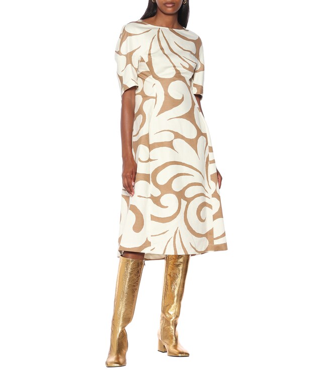 Marni Printed cotton and linen midi dress