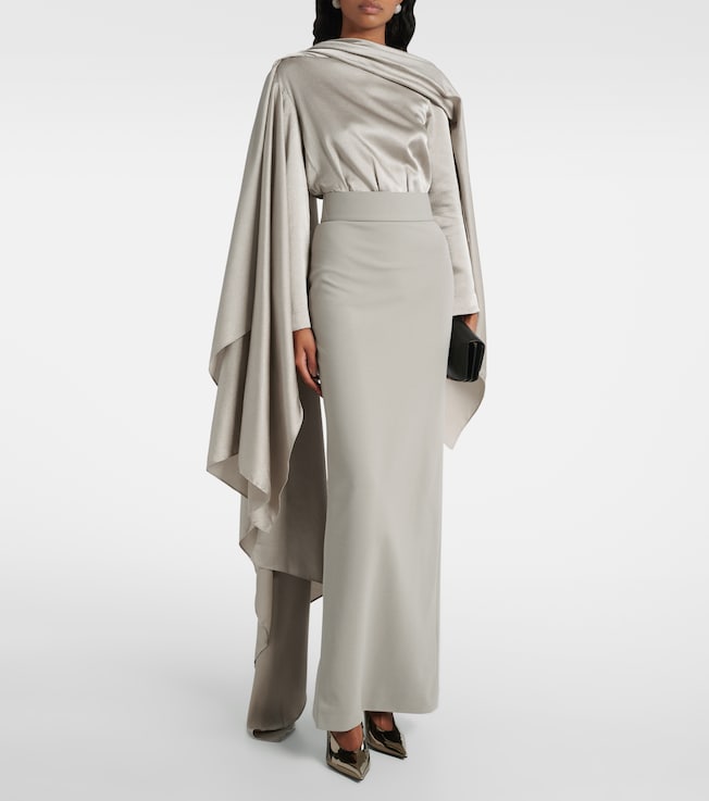 Solace London Rosalia draped satin-trimmed gown