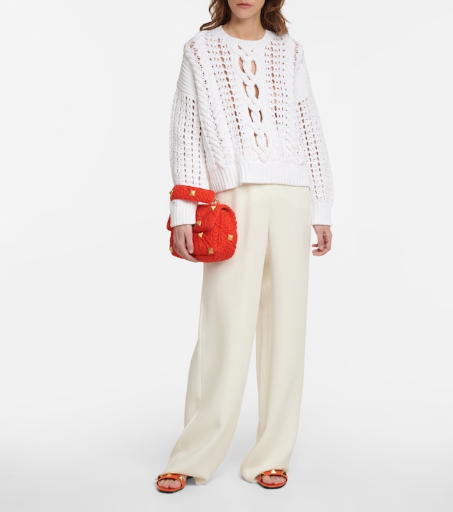 Valentino Open-knit cotton-blend sweater