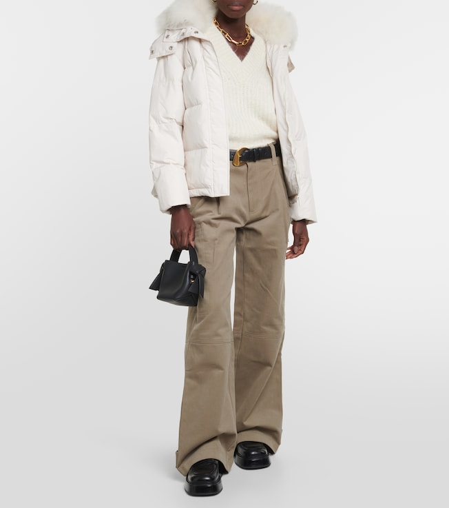 Yves Salomon Belted shearling-trimmed down jacket