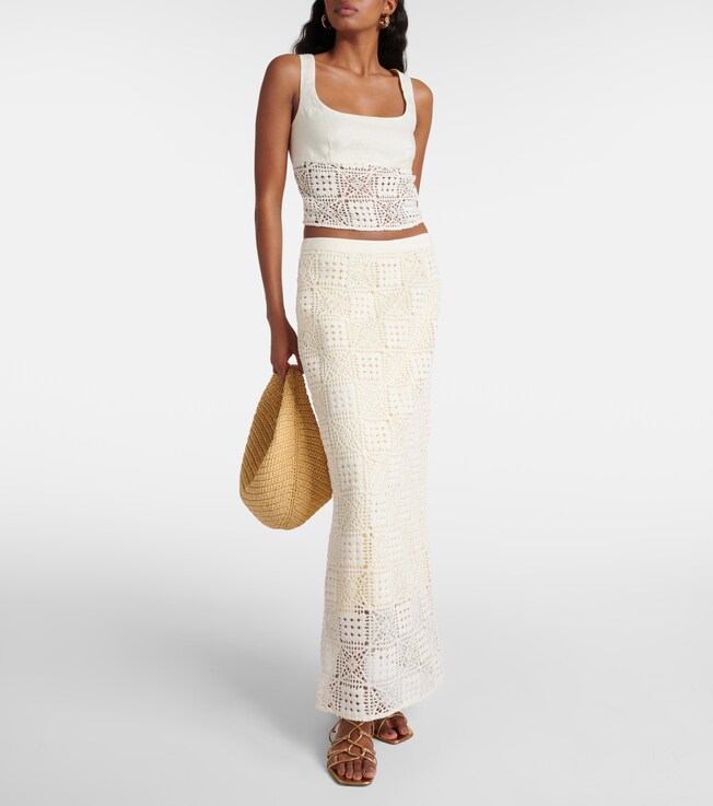 SIR. Rayure crochet cotton maxi skirt