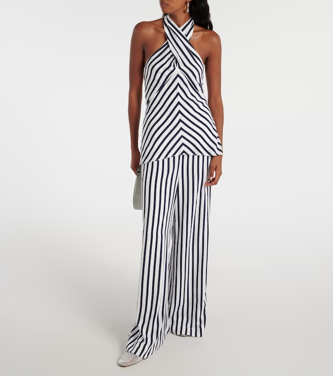 Staud Dawn striped halterneck top