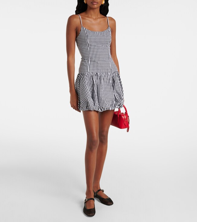 Faithfull Gingham gathered cotton poplin minidress