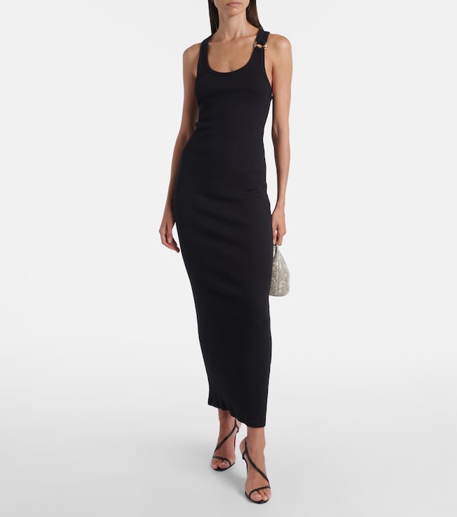 Jean Paul Gaultier Piercing cotton jersey maxi dress