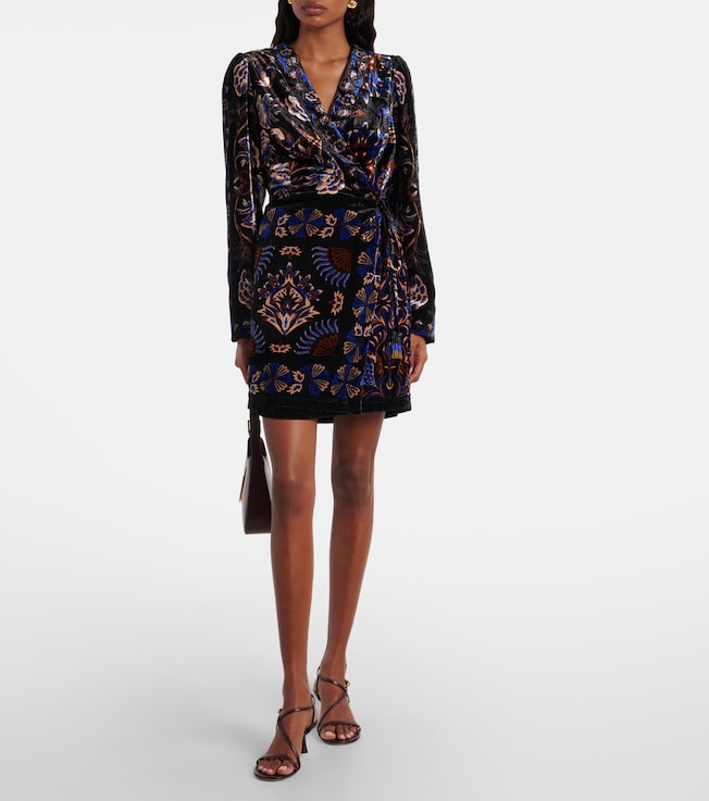 FARM Rio Arabesque Mix Scarves velvet wrap dress