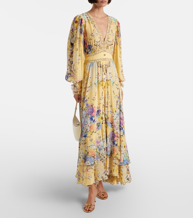 Camilla Embellished floral silk crêpe maxi dress