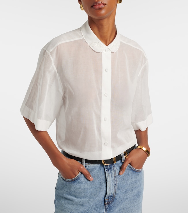 Róhe Embroidered cotton muslin top