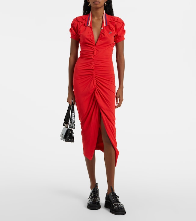 Vivienne Westwood Pulling ruched asymmetric cotton midi dress