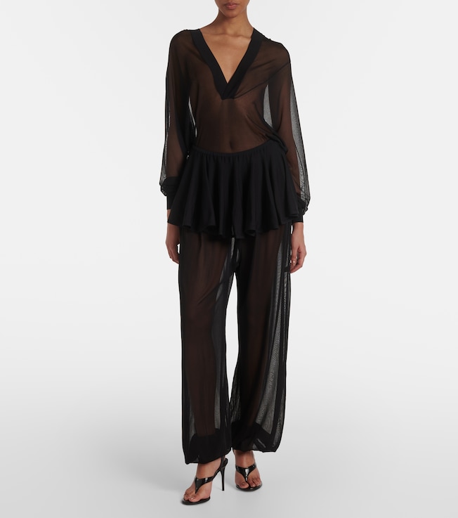 Alaïa Sheer hooded bodysuit