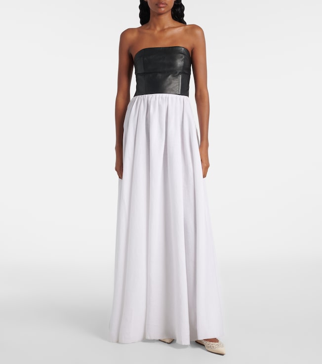 Gabriela Hearst Neferu leather-trimmed linen maxi dress