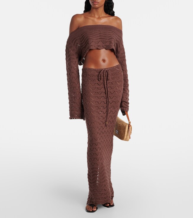 Bananhot Helena crochet cotton-blend crop top