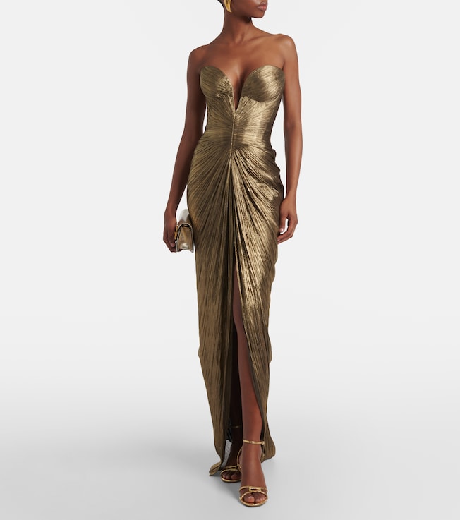 Maria Lucia Hohan Alessandra gathered silk bustier gown