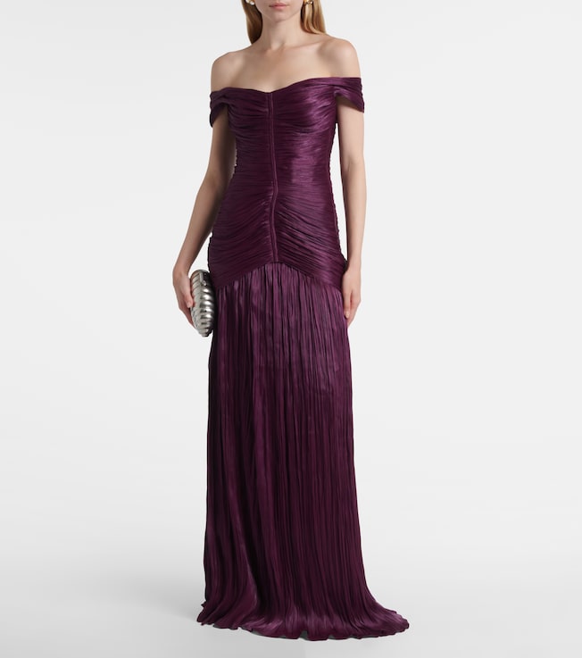MARMAR HALIM Off-shoulder crêpe bustier gown