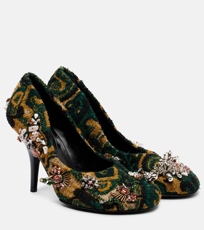 Dries Van Noten Embellished jacquard pumps