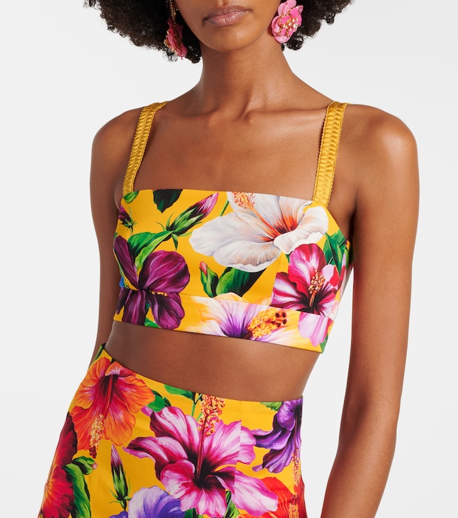 Dolce&Gabbana Floral silk-blend crop top