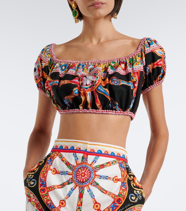 Dolce&Gabbana Carretto cotton poplin crop top