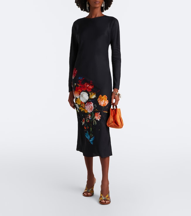 Dries Van Noten Floral satin maxi dress