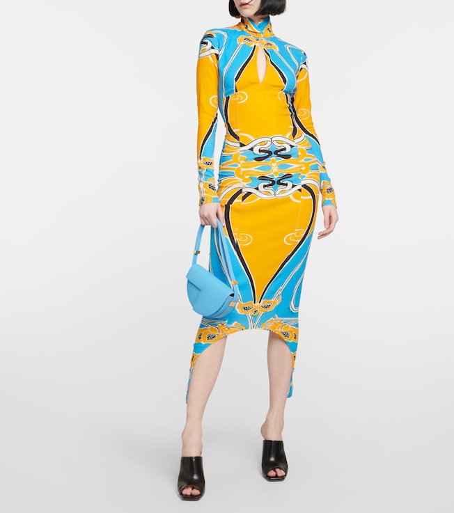Patou Printed cutout cotton-blend midi dress